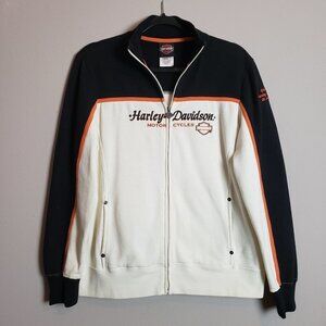 Harley Davidson Black Cream Color Block St. Louis, MO Zip Up Sweatshirt Large